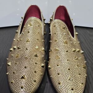 Men's Gold Studded Slip-On Loafers